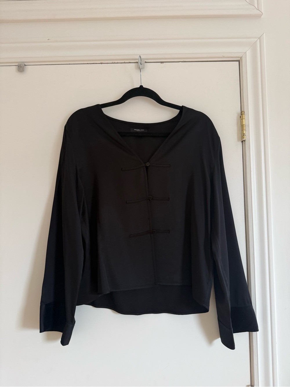 Massimo Dutti Black Button-Front Tunic Blouse